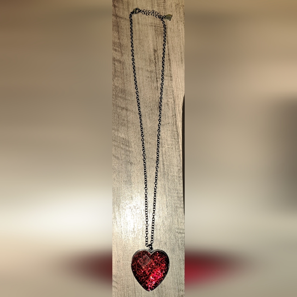 Park Lane Heart-Shaped Red Pendant Necklace